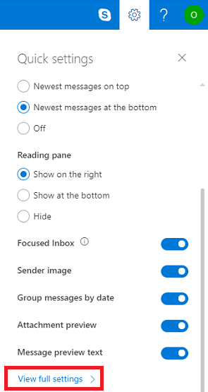 outlook settings