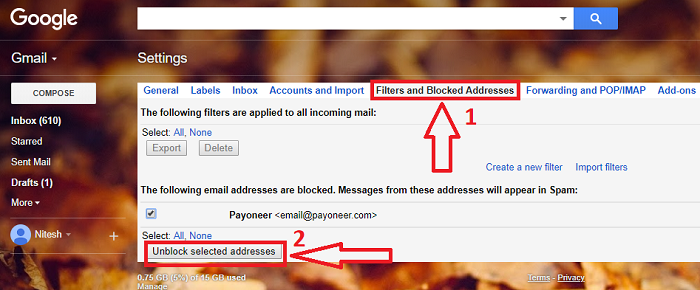 unblock email address