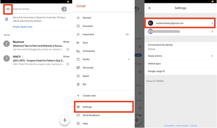 gmail settings phone