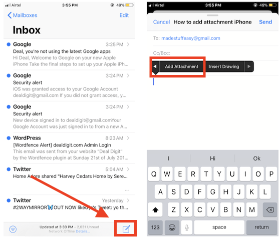 add attachment iphone